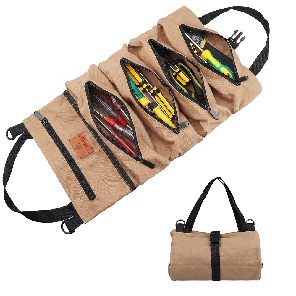 Multifunctional Roll Up Tool Bag Multiple Pockets Canvas Storage Bag Khaki/Black/Brown/Green Hanging Tool Bag 30*48*3cm/49*29cm
Multifunctional Roll Up Tool Bag Multiple Pockets Canvas Storage Bag Khaki/Black/Brown/Green Hanging Tool Bag 30*48*3cm/49*29cm