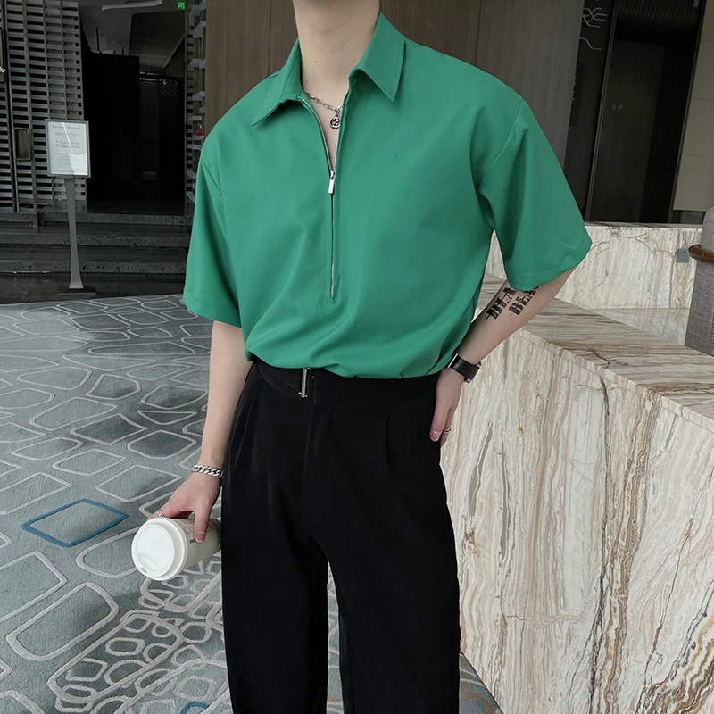 2022 Summer Men's Lapel Zip Shirt Loose Streetwear Casual Shirt Short Sleeve Oversized Pullover Social Party Tuxedo Men Clothing
2022 Summer Men's Lapel Zip Shirt Loose Streetwear Casual Shirt Short Sleeve Oversized Pullover Social Party Tuxedo Men Clothing