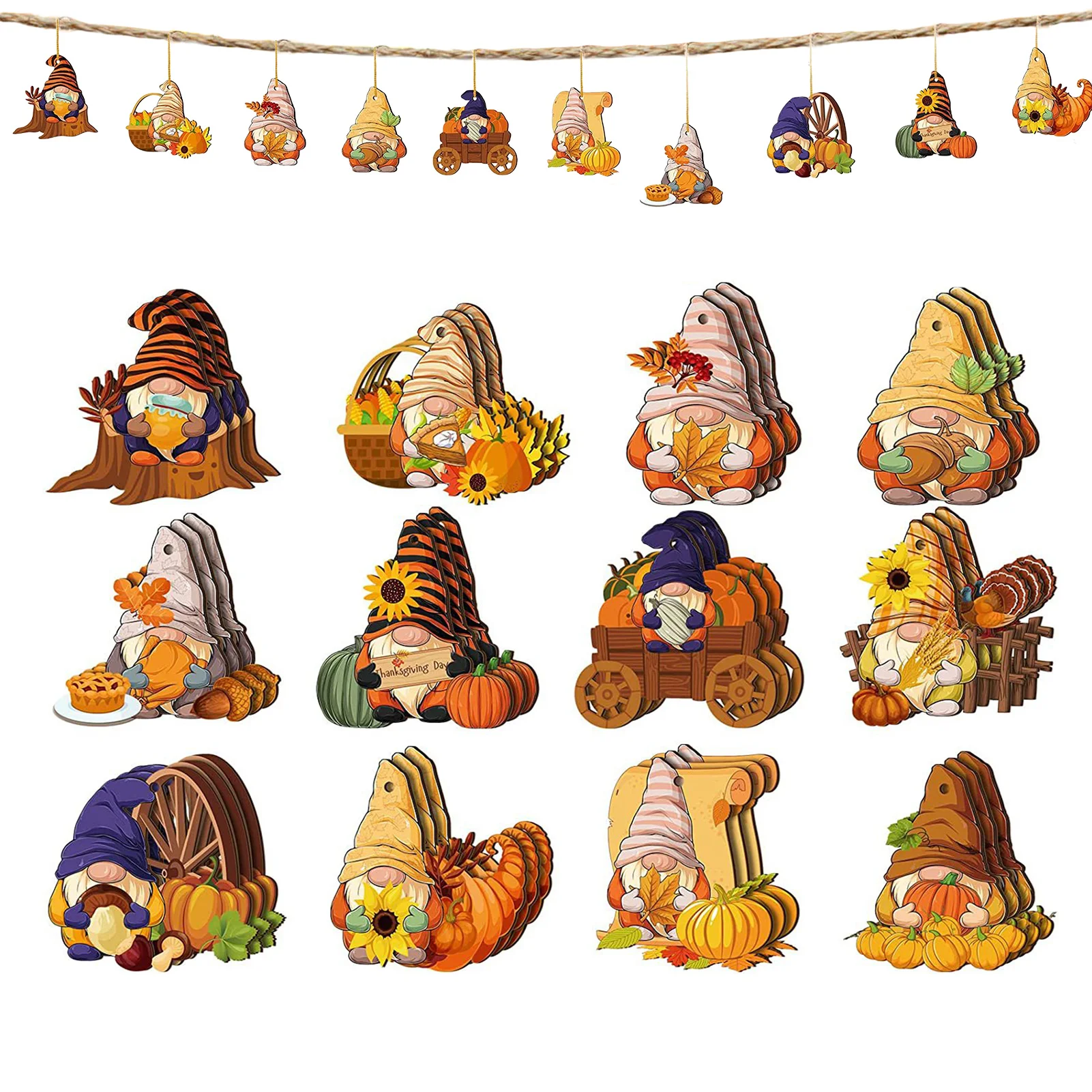 Украшения для вечерние НКИ на День Благодарения, 36 шт., подвесные деревянные Кондитерские вырезы в виде гнома, индейки, кленового листа, желу... 
Украшения для вечерние НКИ на День Благодарения, 36 шт., подвесные деревянные Кондитерские вырезы в виде гнома, индейки, кленового листа, желу...