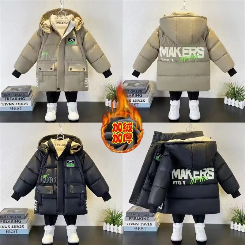 Winter Boys Fashion Warm Outerwear 2023 New Children Thicken Windproof Coats Kids Clothes Teens Hooded Letter Print Down Jackets 
Winter Boys Fashion Warm Outerwear 2023 New Children Thicken Windproof Coats Kids Clothes Teens Hooded Letter Print Down Jackets