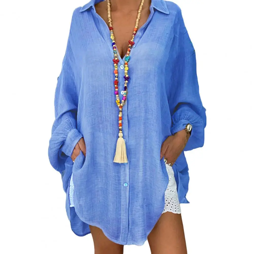 blouses Turn-down Collar Long Sleeve Single Breasted Women Shirt Solid Color Loose Long Tunic shirts Female tops woman 2022
blouses Turn-down Collar Long Sleeve Single Breasted Women Shirt Solid Color Loose Long Tunic shirts Female tops woman 2022