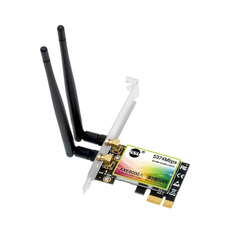 SSU 5374Mbps Wifi6e Pcie Adaptor Dual-Band 2.4G/5Ghz Wifi Card PCI-Express Wireless Card Adapter For PC Computer AXE6000(A)
SSU 5374Mbps Wifi6e Pcie Adaptor Dual-Band 2.4G/5Ghz Wifi Card PCI-Express Wireless Card Adapter For PC Computer AXE6000(A)