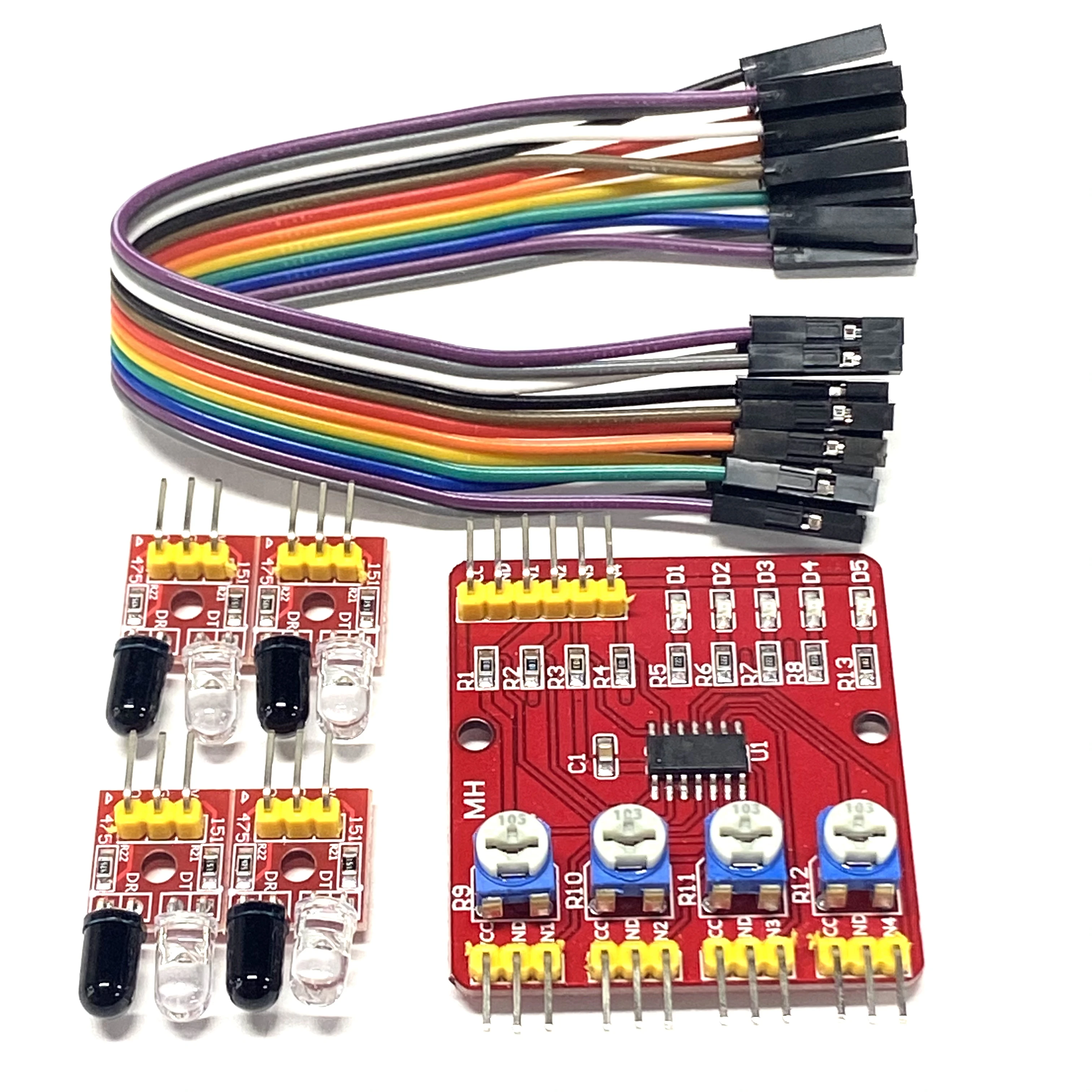 

4 Channel Tracking Module Four-Way Infrared Tracing F233-01 Transmission Line Obstacle Avoidance Car Robot Sensors