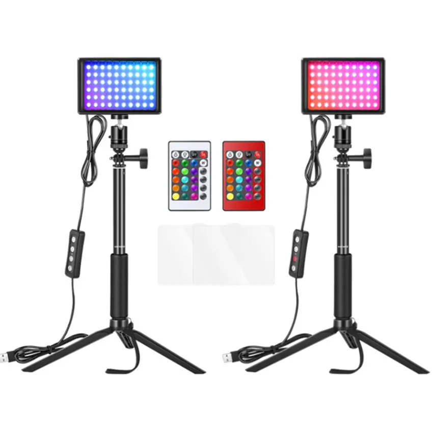 RGB Fill Light LED Video Lights Dimmable USB Powered with Desktop Tripod Mounting Head Remote Control Video Conference
RGB Fill Light LED Video Lights Dimmable USB Powered with Desktop Tripod Mounting Head Remote Control Video Conference