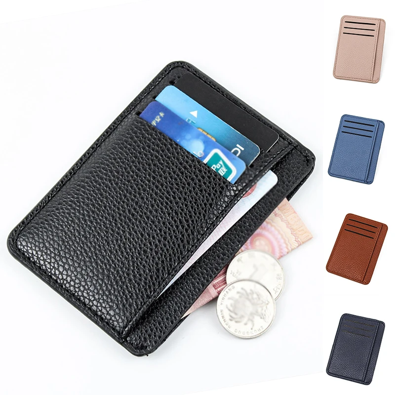 

6 Card slots Card Holder Wallet Card Case ID Bank Credit Card Organizer Lychee Grain Card Purse Ultra-thin Mini Simplicity Slim