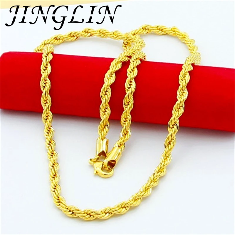 JINGLIN Hip Hop 24K Gold Necklace 4MM Twisted Rope Twist Electroplating Gold Necklace for Men & Women Wedding Jewelry Gifts
JINGLIN Hip Hop 24K Gold Necklace 4MM Twisted Rope Twist Electroplating Gold Necklace for Men & Women Wedding Jewelry Gifts