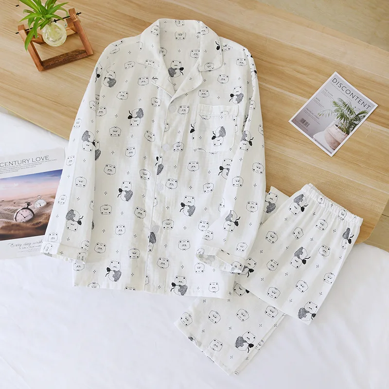 Women Thin Breathable Sleepwear Set Ladies Cartoon Cute Cotton Pajamas Couples Loose Lounge Wear Men's Long-sleeve Home Suit
Women Thin Breathable Sleepwear Set Ladies Cartoon Cute Cotton Pajamas Couples Loose Lounge Wear Men's Long-sleeve Home Suit