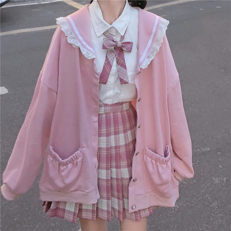New Spring/Autumn Sweet Women Hoodies Loose Hooded Sailor Collar Cute Lace Patchwork Female Zip Up Hoodies Sweatshirt Women
New Spring/Autumn Sweet Women Hoodies Loose Hooded Sailor Collar Cute Lace Patchwork Female Zip Up Hoodies Sweatshirt Women