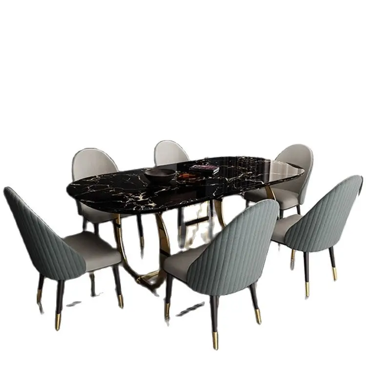 2021 new furniture marble dinning table sets modern luxury with stainless steel leg golden dining table 6 chairs dining room set
2021 new furniture marble dinning table sets modern luxury with stainless steel leg golden dining table 6 chairs dining room set