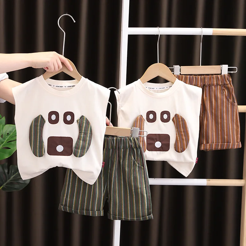 Children's 2023 Summer New Boys' Sleeveless Two Piece Baby Cartoon Tank Top Casual Sports/Set sets Kids Casual Clothes Toddler 
Children's 2023 Summer New Boys' Sleeveless Two Piece Baby Cartoon Tank Top Casual Sports/Set sets Kids Casual Clothes Toddler