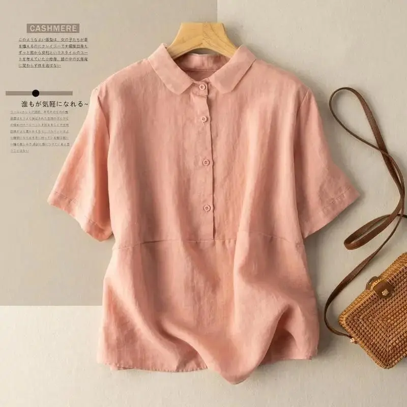 100% Cotton Short-sleeved Pullover Linen Shirt Women's Literary Retro Cotton Linen Shirt Top Casual Shirt
100% Cotton Short-sleeved Pullover Linen Shirt Women's Literary Retro Cotton Linen Shirt Top Casual Shirt