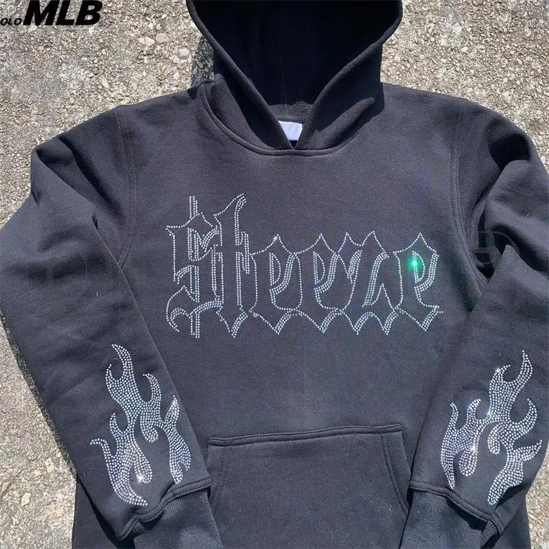 Hip Hop Sweatshirt flame letter rhinestones Fashion Sport Oversized Pullover graphics Goth Long Sleeve Hoodie Y2k Men's clothing
Hip Hop Sweatshirt flame letter rhinestones Fashion Sport Oversized Pullover graphics Goth Long Sleeve Hoodie Y2k Men's clothing