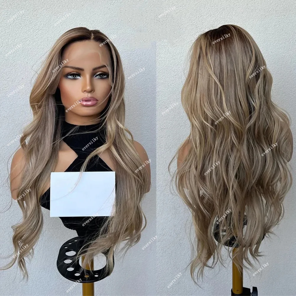 Ombre Balayage Ash Blonde with Dark Brown Roots Wavy Full Lace Wigs Glueless 100% Virgin Human Hair HD Lace 360 Frontal Wig
Ombre Balayage Ash Blonde with Dark Brown Roots Wavy Full Lace Wigs Glueless 100% Virgin Human Hair HD Lace 360 Frontal Wig