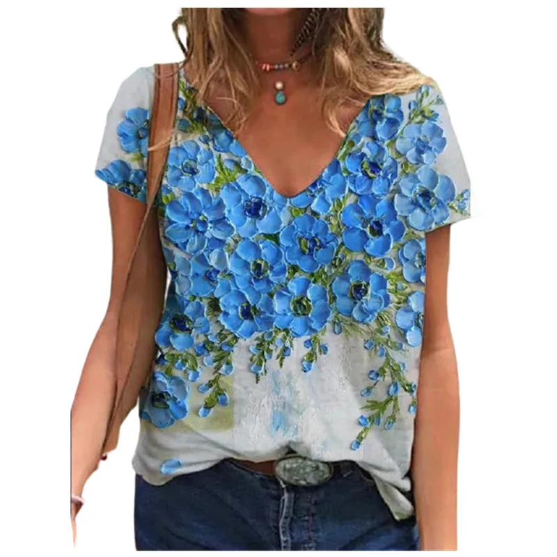 Summer Women Plant Print T Shirt New Fashion V-Neck Short Sleeve Ladies Tops Tee 5XL Plus Size Loose Harajuku Female Streetwear
Summer Women Plant Print T Shirt New Fashion V-Neck Short Sleeve Ladies Tops Tee 5XL Plus Size Loose Harajuku Female Streetwear