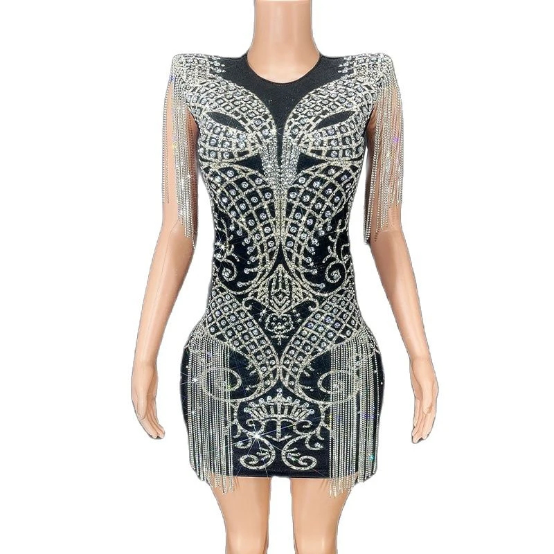 Rhinestone Women Sexy Sparkly Velvet Short Dress Prom Party Outfit Show Stage Wear
Rhinestone Women Sexy Sparkly Velvet Short Dress Prom Party Outfit Show Stage Wear