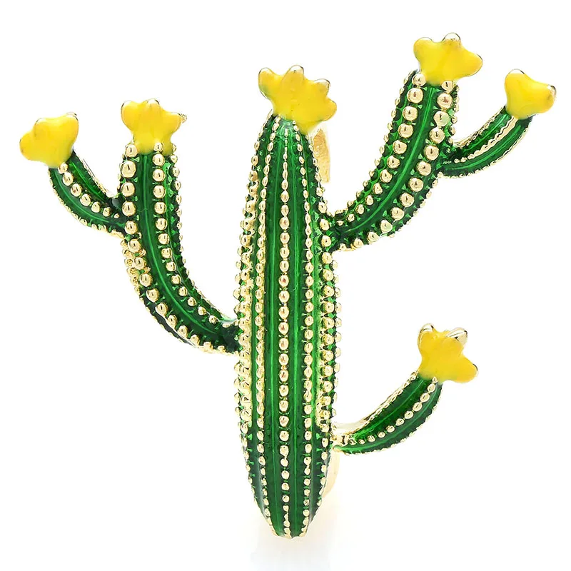 

Wuli&baby Enamel Cactus Brooches For Women Unisex Lovely Tenacious Vitality Plants Party Casual Brooch Pins Gifts
