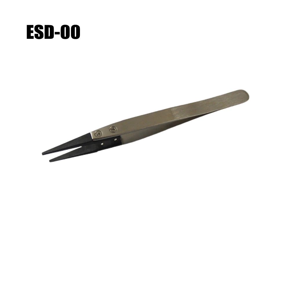 

ESD Anti-Static Tweezers 116-130mm Length Industrial Tweezers With Replaceable Carbon Fiber Tips 1pcs Carbon Fiber Tweezer
