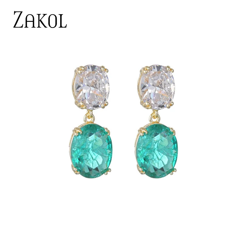 ZAKOL New Retro Geometric Oval Cubic Zirconia Drop Earrings Luxury Pink Green Crystal CZ Party Jewelry
ZAKOL New Retro Geometric Oval Cubic Zirconia Drop Earrings Luxury Pink Green Crystal CZ Party Jewelry