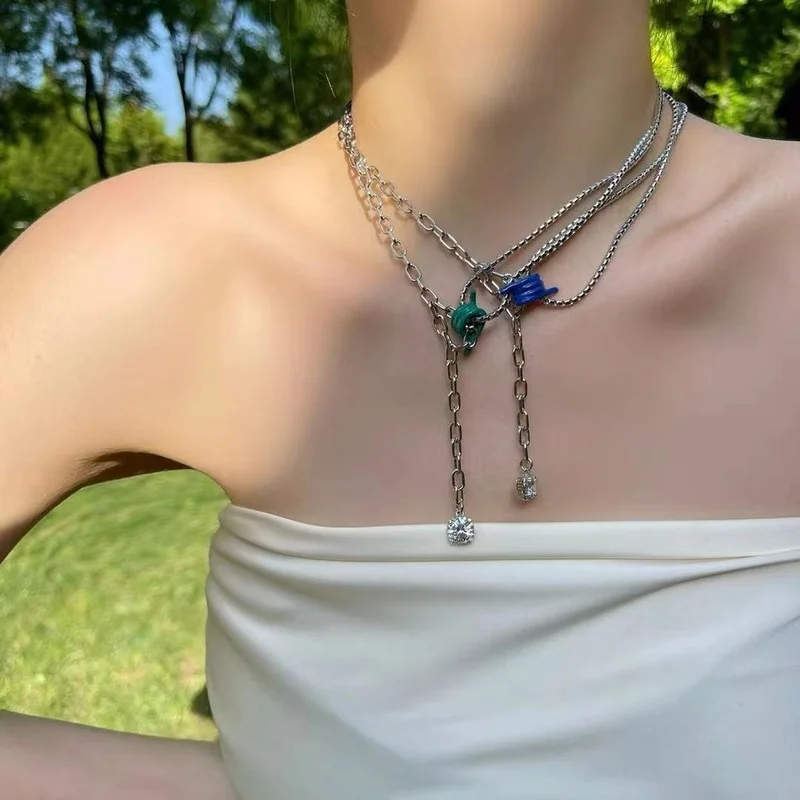 VSnow Statement Enamel Tie Metal Pendant Necklace for Women Korean Long Tassel Cubic Zircon Asymmetric Chain Necklace Jewelry
VSnow Statement Enamel Tie Metal Pendant Necklace for Women Korean Long Tassel Cubic Zircon Asymmetric Chain Necklace Jewelry