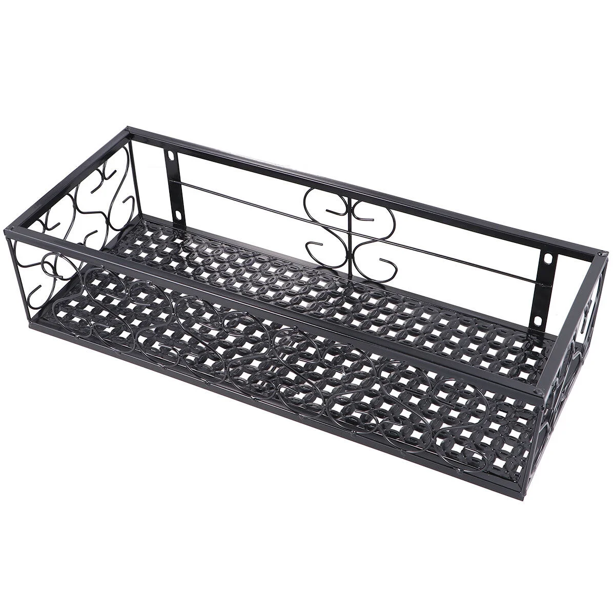 Hanging Shelf Basket with Hooks Rectangular Metal Stand Balcony Flower Pot Stand Rack Decorative Hanging Metal Stand 
Hanging Shelf Basket with Hooks Rectangular Metal Stand Balcony Flower Pot Stand Rack Decorative Hanging Metal Stand