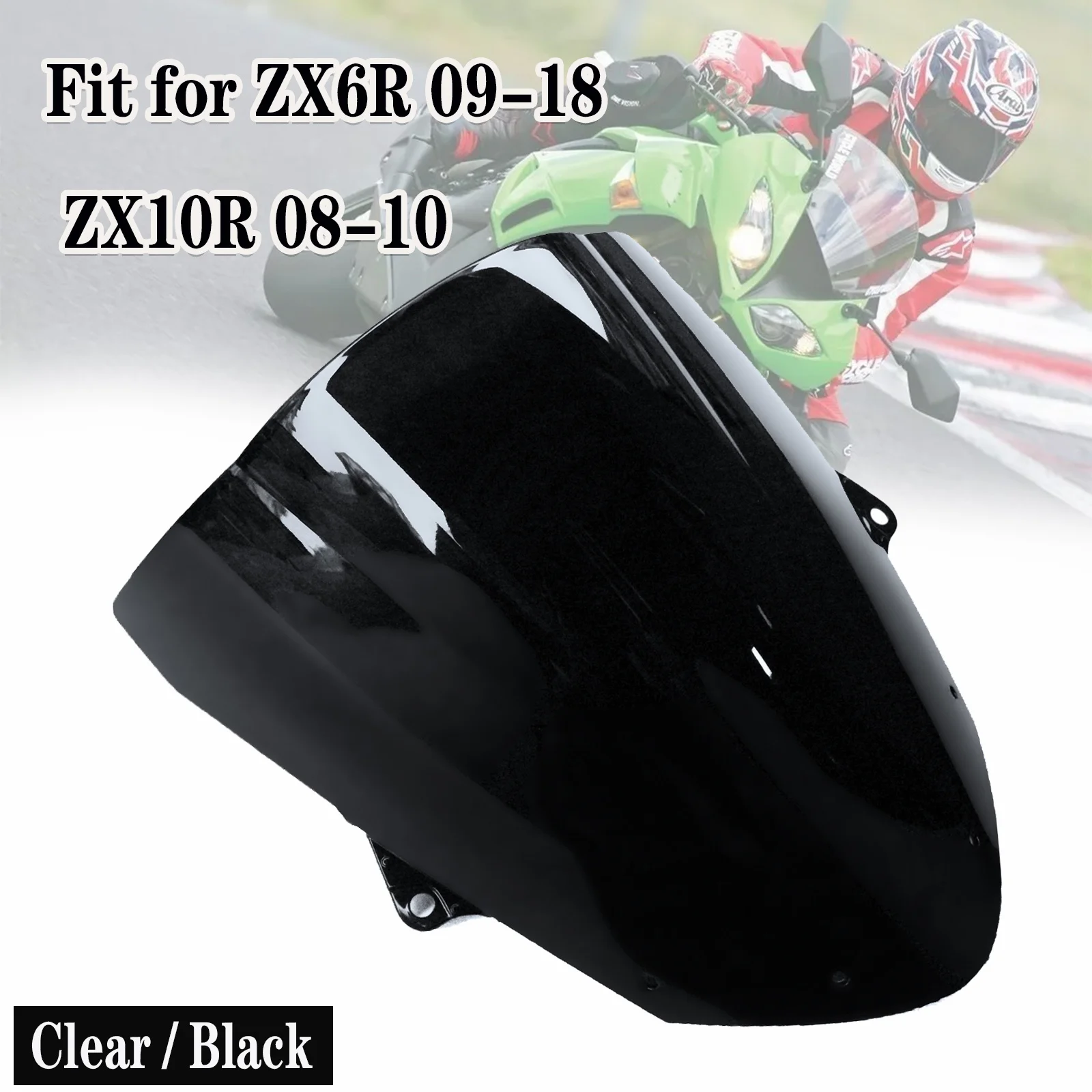 

Fit for Kawasaki 2009 - 2018 ZX6R ZX636 ZX-6R Motorcycle Accessories Windshield Windscreen ZX10R ZX-10R 2008 - 2010 ZX 6R 10R