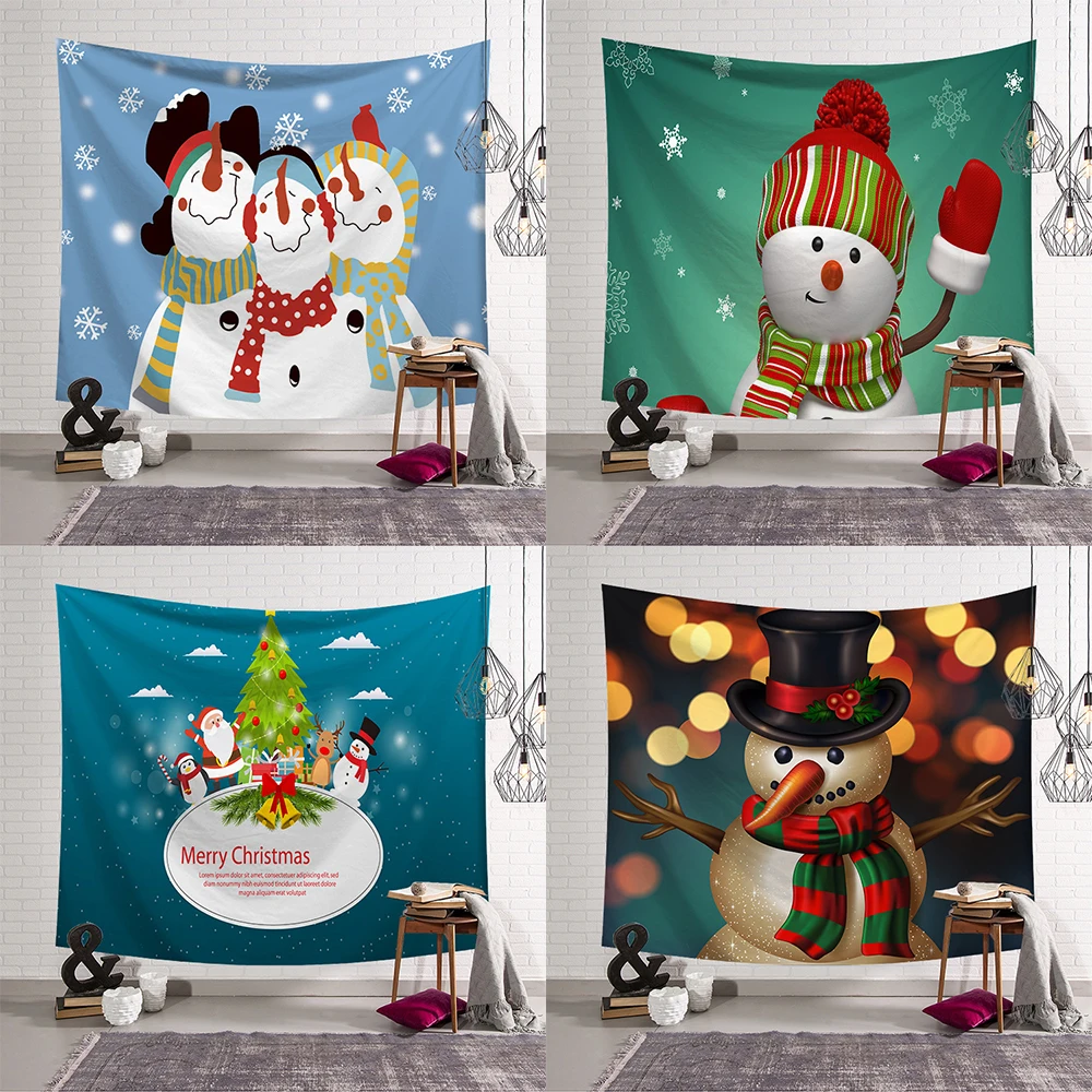

Настраиваемый домашний декор мультфильм Рождество Снежинка печать гобелен спальня гостиная стена фон ткань