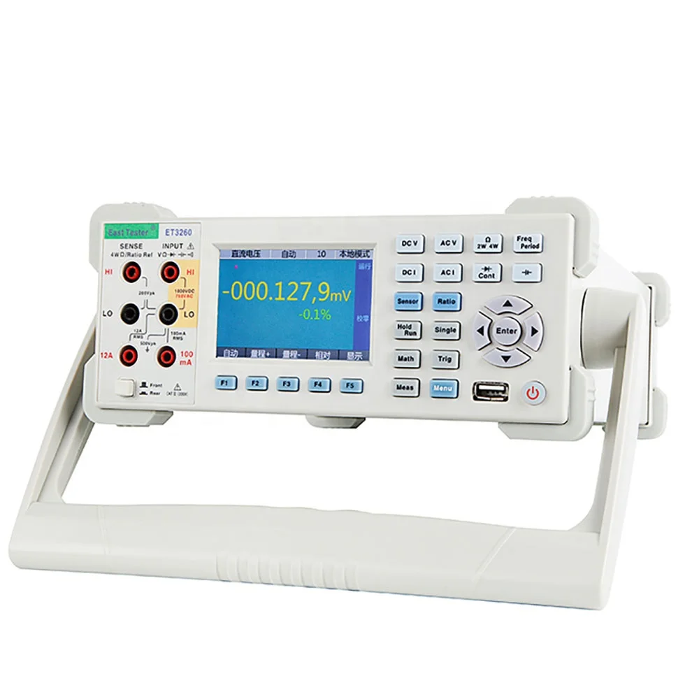 ET3260 6 Digital Multimeter 1/2 Bit Precision Automatic Counts with 3.5 Inch TFT RS-232 High Accuracy Desktop Multimeter Tester
ET3260 6 Digital Multimeter 1/2 Bit Precision Automatic Counts with 3.5 Inch TFT RS-232 High Accuracy Desktop Multimeter Tester