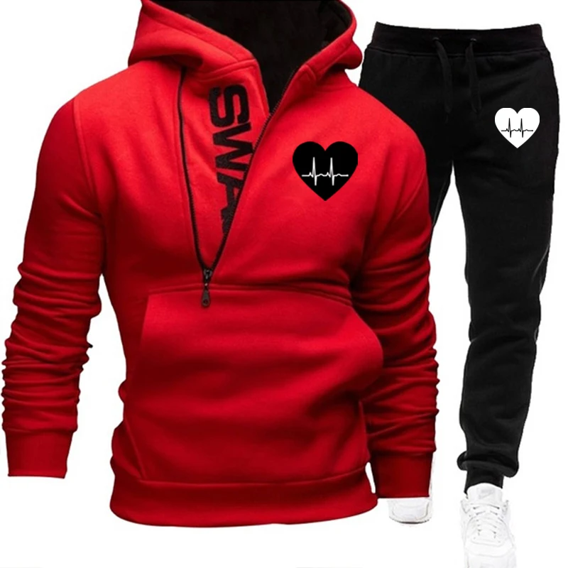 Autumn Winter Tracksuit Heart Print Men 2 Pieces Set Sweatshirt + Sweatpants Sportswear Casual Zipper Hoodie Suit Men Clothing
Autumn Winter Tracksuit Heart Print Men 2 Pieces Set Sweatshirt + Sweatpants Sportswear Casual Zipper Hoodie Suit Men Clothing