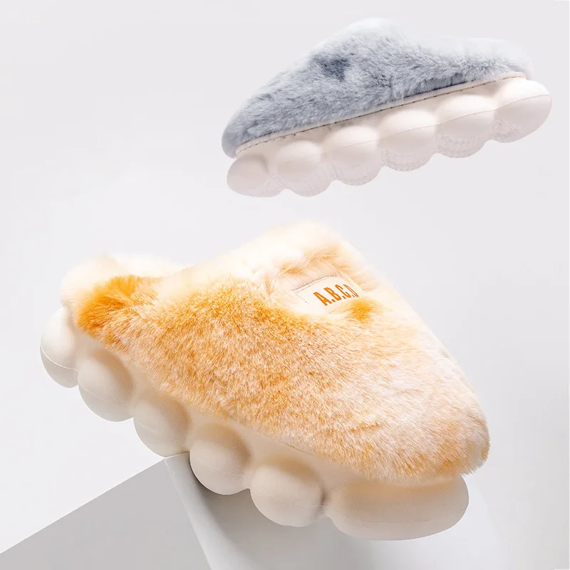 

Winter Cotton Slipper Women Man Home Indoor Shoes Warm Plush Shoes Unisex House Slippers Fluffy Hairy Thick Soled Slides Couple