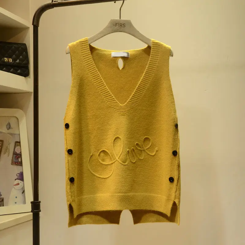 Fashion V-neck Sweater Vest Women Loose Button Sleeveless Female Casual Sweater Vest Twist Knit Pullovers MV027
Fashion V-neck Sweater Vest Women Loose Button Sleeveless Female Casual Sweater Vest Twist Knit Pullovers MV027
