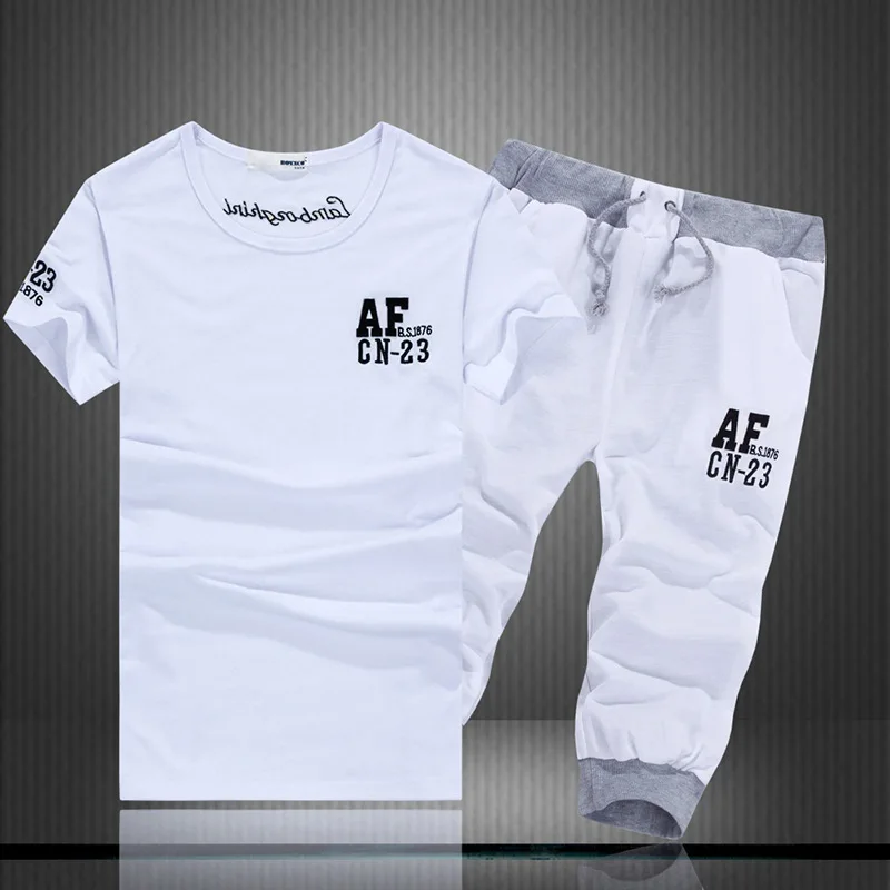 Summer short sleeve sports suit Pullover t-shirt men's Capri suit Korean slim suit
Summer short sleeve sports suit Pullover t-shirt men's Capri suit Korean slim suit