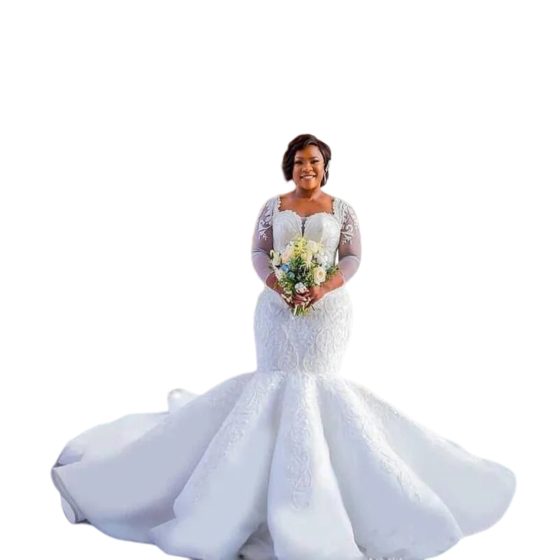Plus Size African Nigerian Beach Lace Mermaid Chapel train Square Neckline Sequined Beaded Long Sleeves Bridal wedding Gowns
Plus Size African Nigerian Beach Lace Mermaid Chapel train Square Neckline Sequined Beaded Long Sleeves Bridal wedding Gowns
