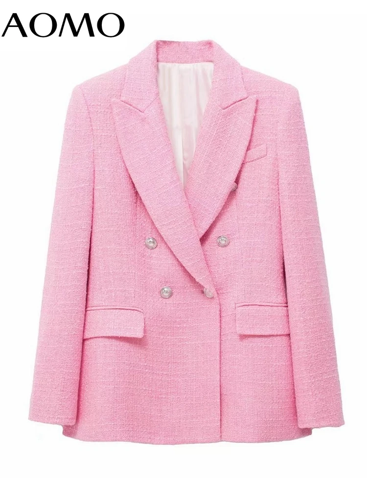 AOMO Women Pink Tweed Blazer Female Long Sleeve Elegant Jacket Ladies Work Wear Blazer Formal Suits 3H425A
AOMO Women Pink Tweed Blazer Female Long Sleeve Elegant Jacket Ladies Work Wear Blazer Formal Suits 3H425A