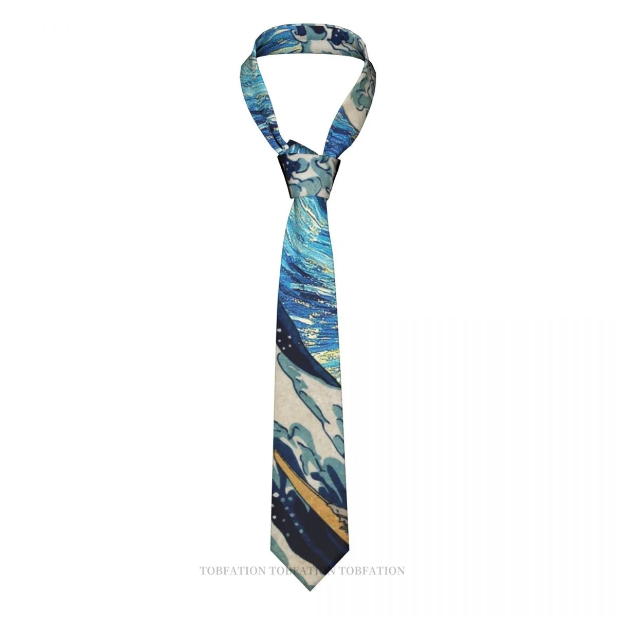

Starry Night Kanagawa Wave Print Ties Vincent Van Gogh Painting Casual Unisex Neck Tie Daily Wear Narrow Striped Slim Cravat