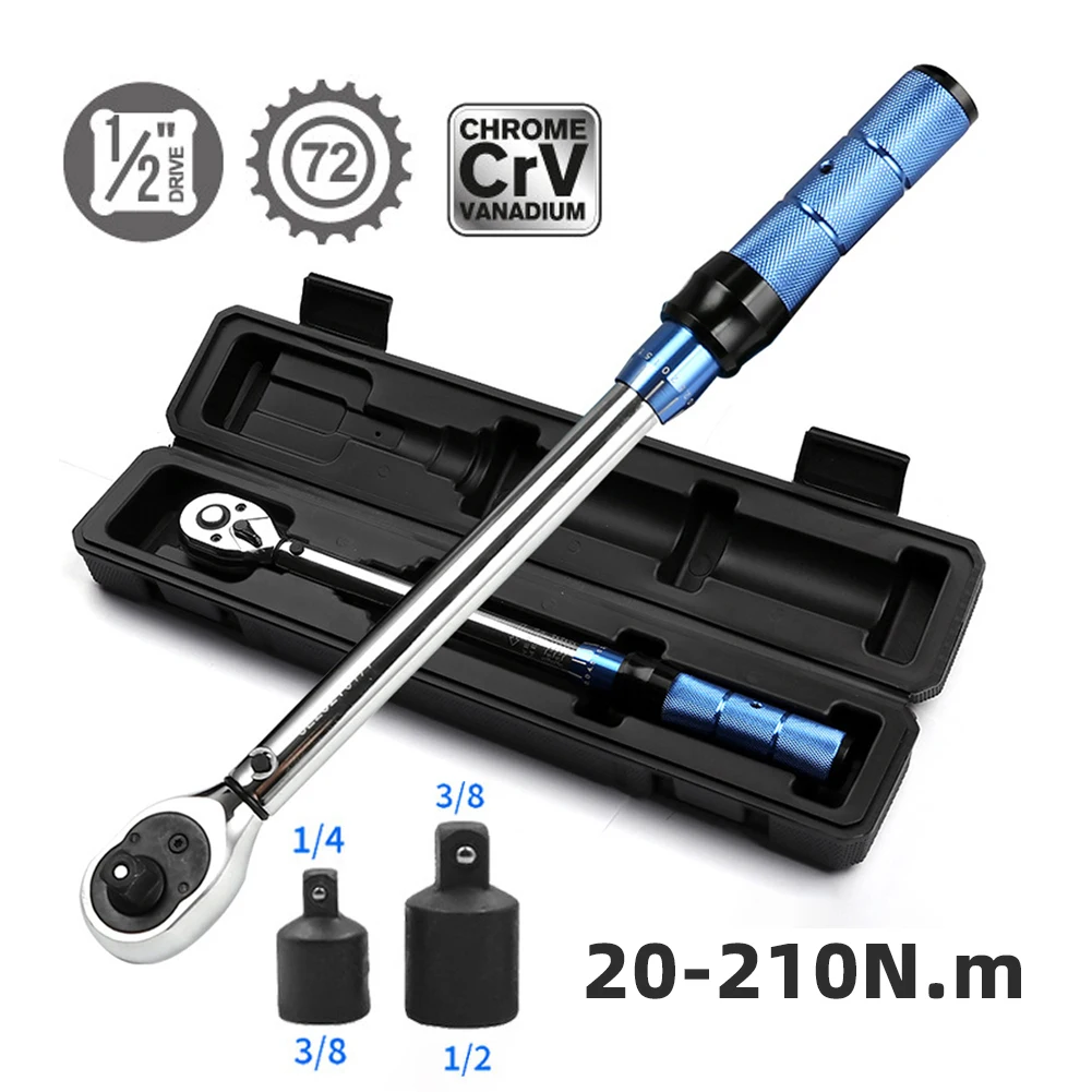1/2 Inch Square Drive Torque Wrench 20-210N.m Torques Key ±3% High Precision 72 Teeth Ratchet Scoket Wrench Car Bike Repair Tool
1/2 Inch Square Drive Torque Wrench 20-210N.m Torques Key ±3% High Precision 72 Teeth Ratchet Scoket Wrench Car Bike Repair Tool