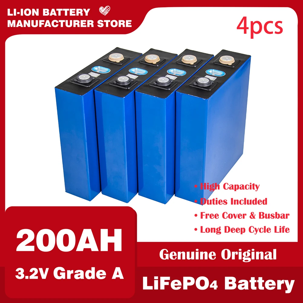 Brand New 3.2V Lifepo4 200Ah Battery 4-32PCS Rechargeable Batteries 280ah lifepo4 Pack For RV boat solar System EU US duty free
Brand New 3.2V Lifepo4 200Ah Battery 4-32PCS Rechargeable Batteries 280ah lifepo4 Pack For RV boat solar System EU US duty free
