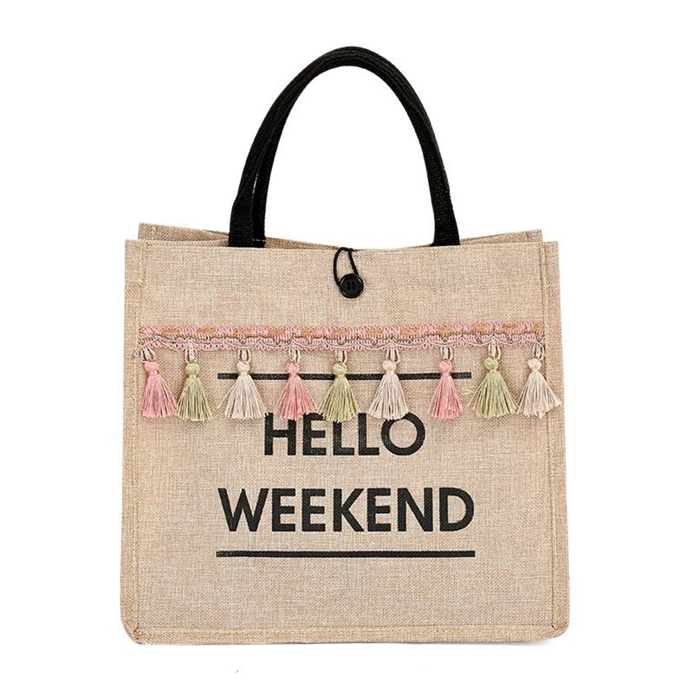 Women Summer Beach Bags Handbags Large Capacity Lady Tassel Shoulder Bag Big Letter Linen Totes Casual Girls Travel Shopping Bag
Women Summer Beach Bags Handbags Large Capacity Lady Tassel Shoulder Bag Big Letter Linen Totes Casual Girls Travel Shopping Bag