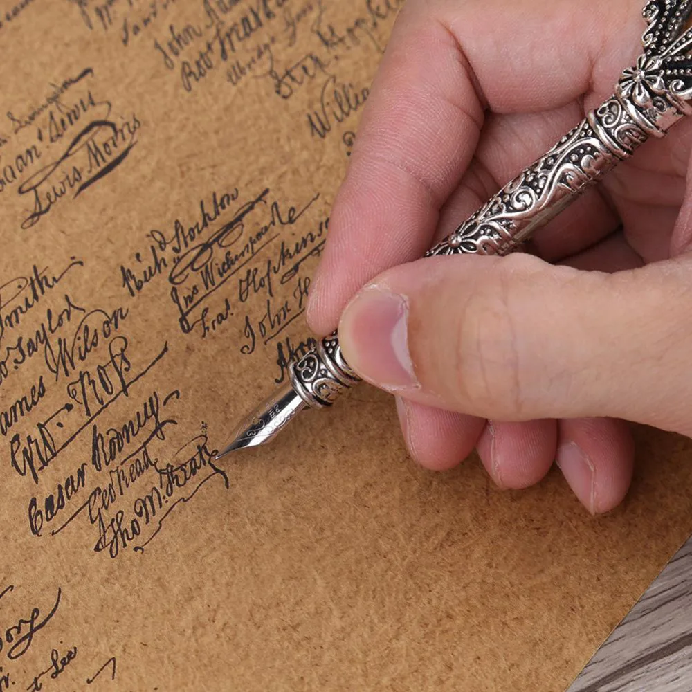 Ручка перьевая винтажная в стиле ретро карандаш с чернилами для письма