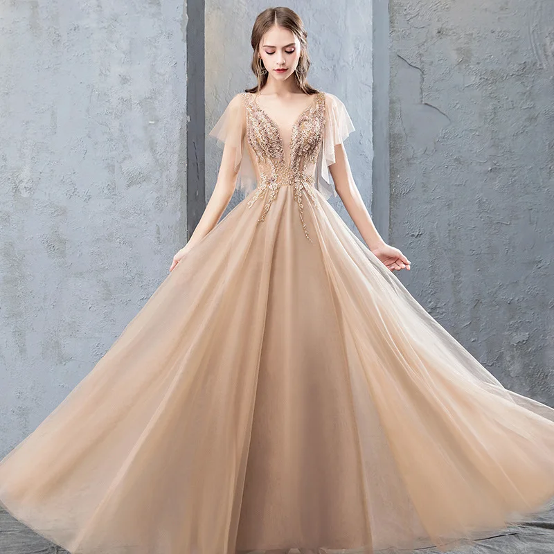 Deep V-Neck Evening Dresses 2022 A-Line Off Shoulder Slim Tulle Party Prom Gown Elegant Appliques Long Banquet Dress
Deep V-Neck Evening Dresses 2022 A-Line Off Shoulder Slim Tulle Party Prom Gown Elegant Appliques Long Banquet Dress