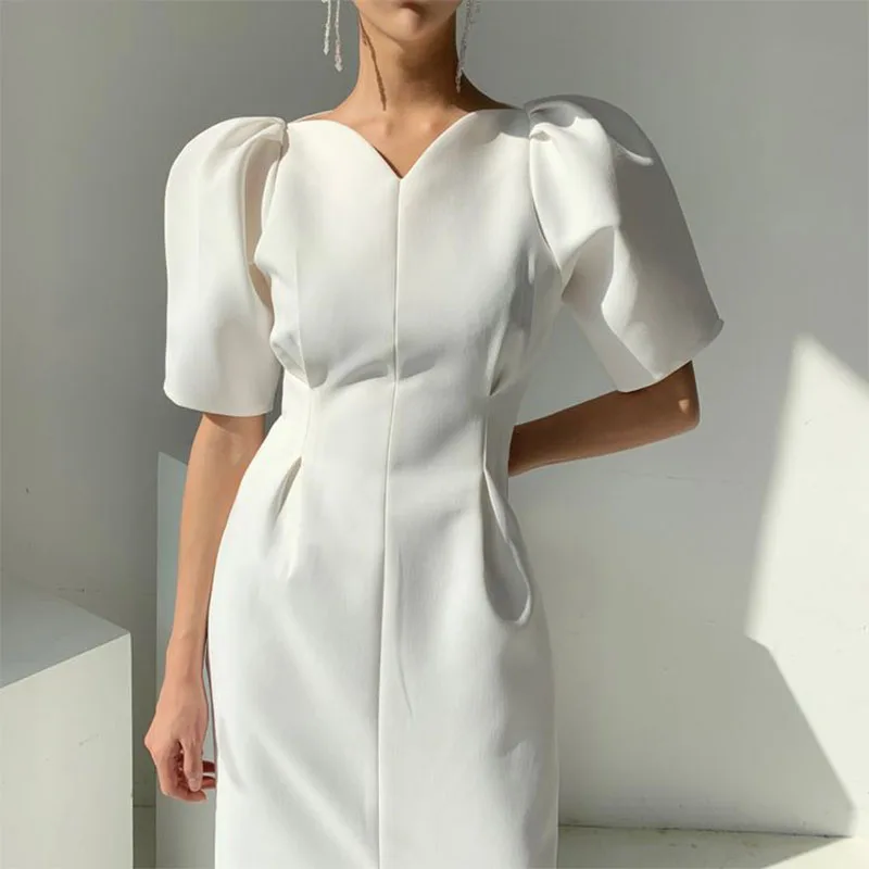 Puff Sleeve V-neck Slim Midi Dress Elegant White Black Robe Summer 2022 Spring Palace Style Long Dresses Korean Evening Party
Puff Sleeve V-neck Slim Midi Dress Elegant White Black Robe Summer 2022 Spring Palace Style Long Dresses Korean Evening Party