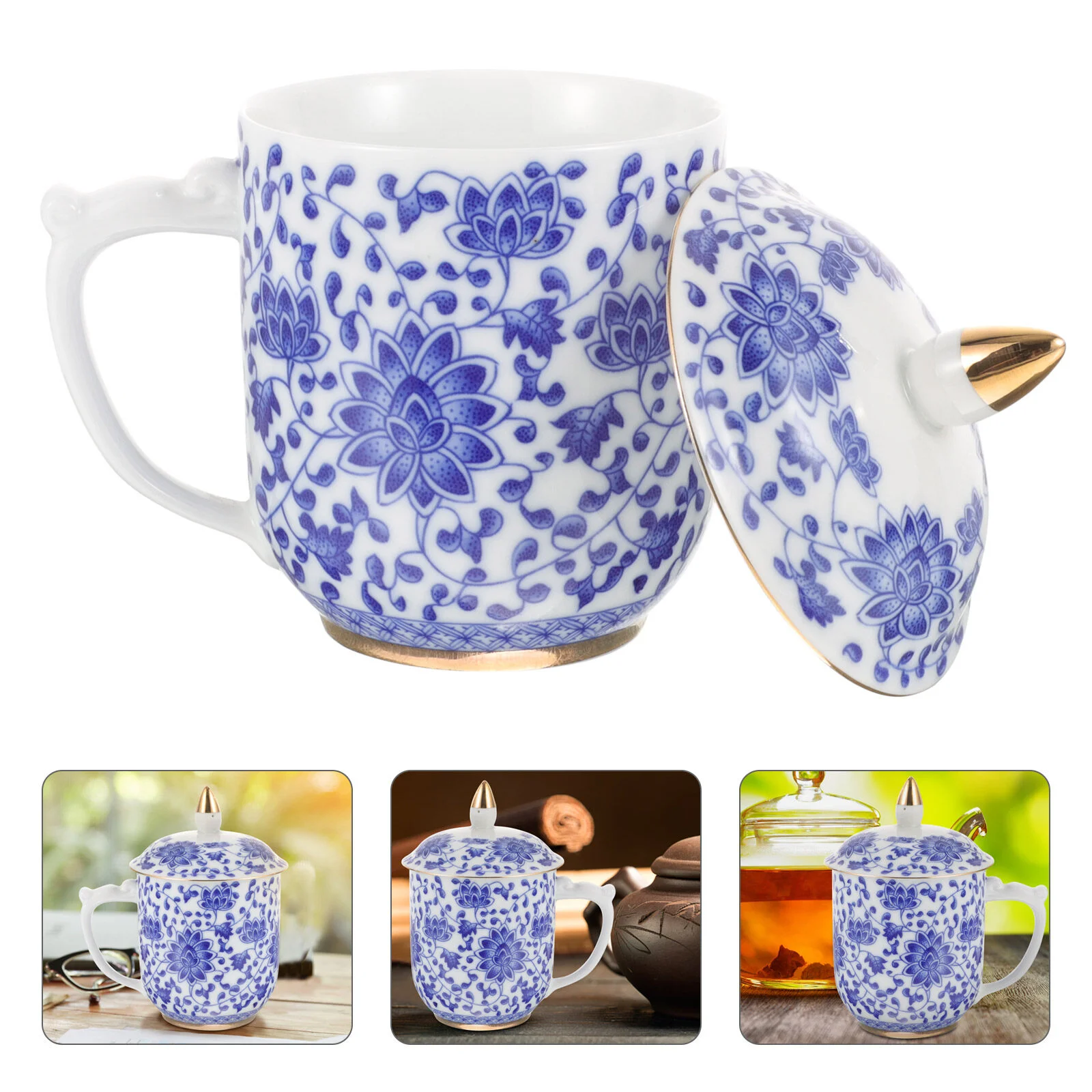 

Чашка для воды, японская чайная кружка, керамические чашки с крышкой, дворцовые, из белого фарфора, Мужская чашка с листьями