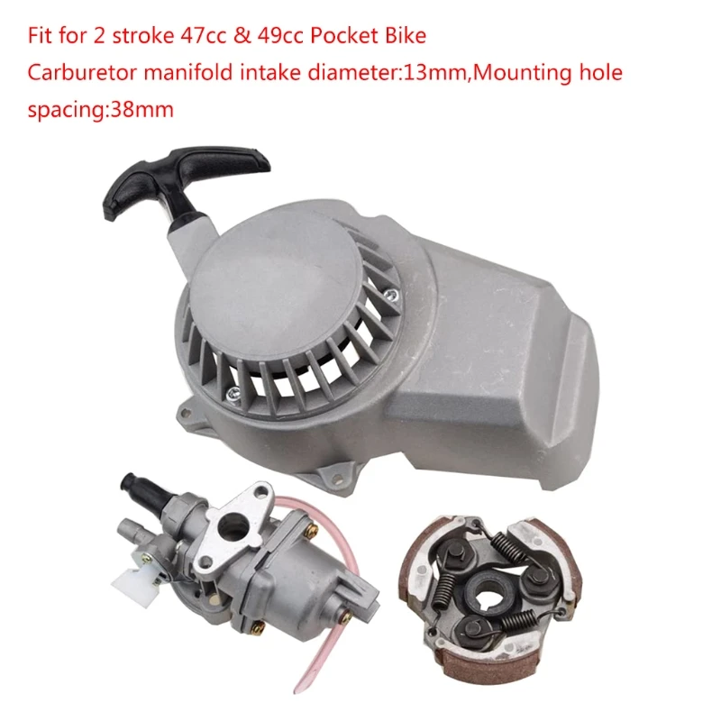 Carburetor 13mm with Pull Start Clutch for 2 Stroke Engine 47cc 49cc Motocyle Pocket Bike ATV
Carburetor 13mm with Pull Start Clutch for 2 Stroke Engine 47cc 49cc Motocyle Pocket Bike ATV