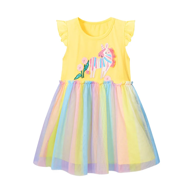 

Cute Zebra Party Dress for Girls Summer Baby Princess Dresses Kids Cartoon Sleeveless Lace Vestidos 2-7Y Children Beach Clothing