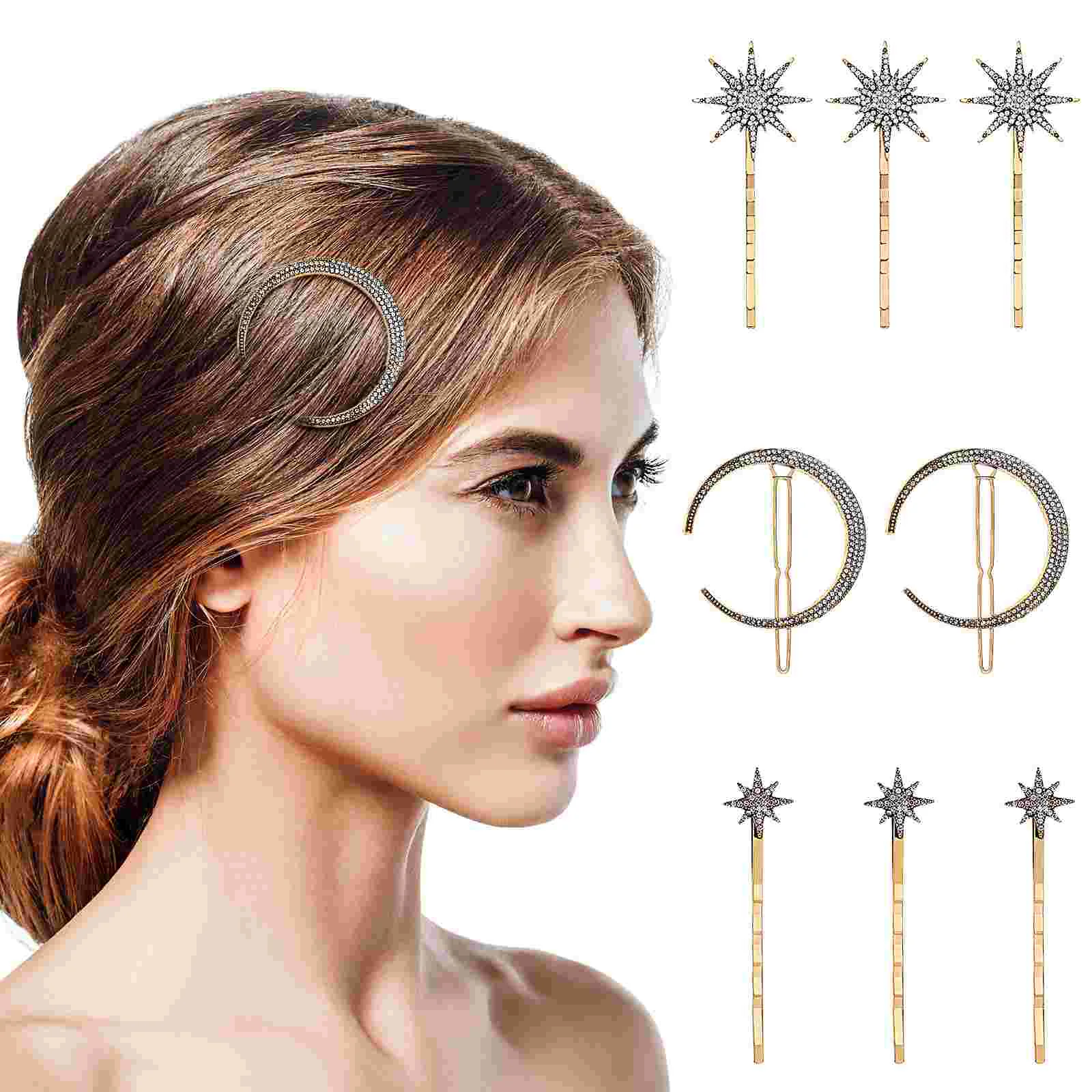 Sun Moon Hairpin Gold Rhinestone Trim Barrettes Fashion Alloy Girl Bride Clips Accessories
Sun Moon Hairpin Gold Rhinestone Trim Barrettes Fashion Alloy Girl Bride Clips Accessories
