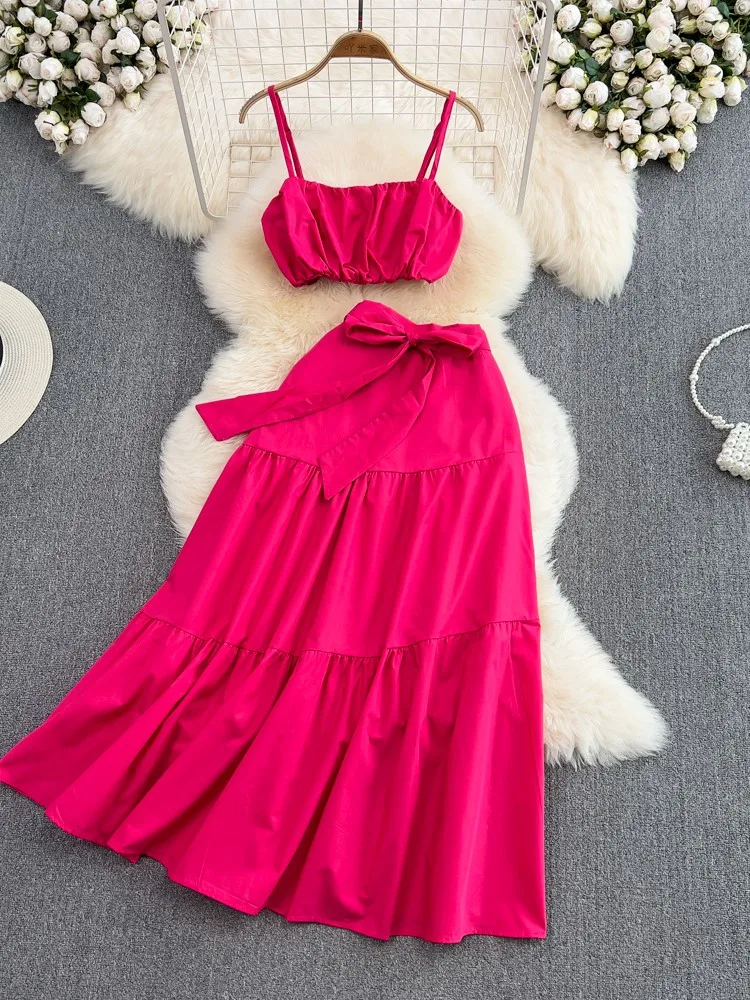 Vacation Women Skirt Sets Summer 2022 Elastic Waist Skirt & Sleeveless Top Fashion Ladies Backless Two Piece Set
Vacation Women Skirt Sets Summer 2022 Elastic Waist Skirt & Sleeveless Top Fashion Ladies Backless Two Piece Set