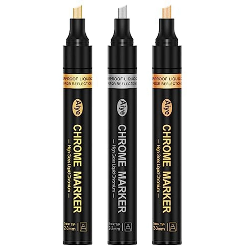 Metal Pen Reflective Paint Pen 3 Colors Permanent Metallic Markers, 2-3Mm Larger Application Area, High Gloss, Waterproof
Metal Pen Reflective Paint Pen 3 Colors Permanent Metallic Markers, 2-3Mm Larger Application Area, High Gloss, Waterproof