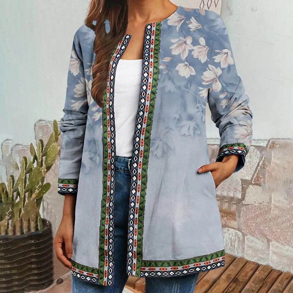 Chic Lady Jacket Soft Refreshing Printing Women Coat Collarless Plus Size Autumn Coat
Chic Lady Jacket Soft Refreshing Printing Women Coat Collarless Plus Size Autumn Coat