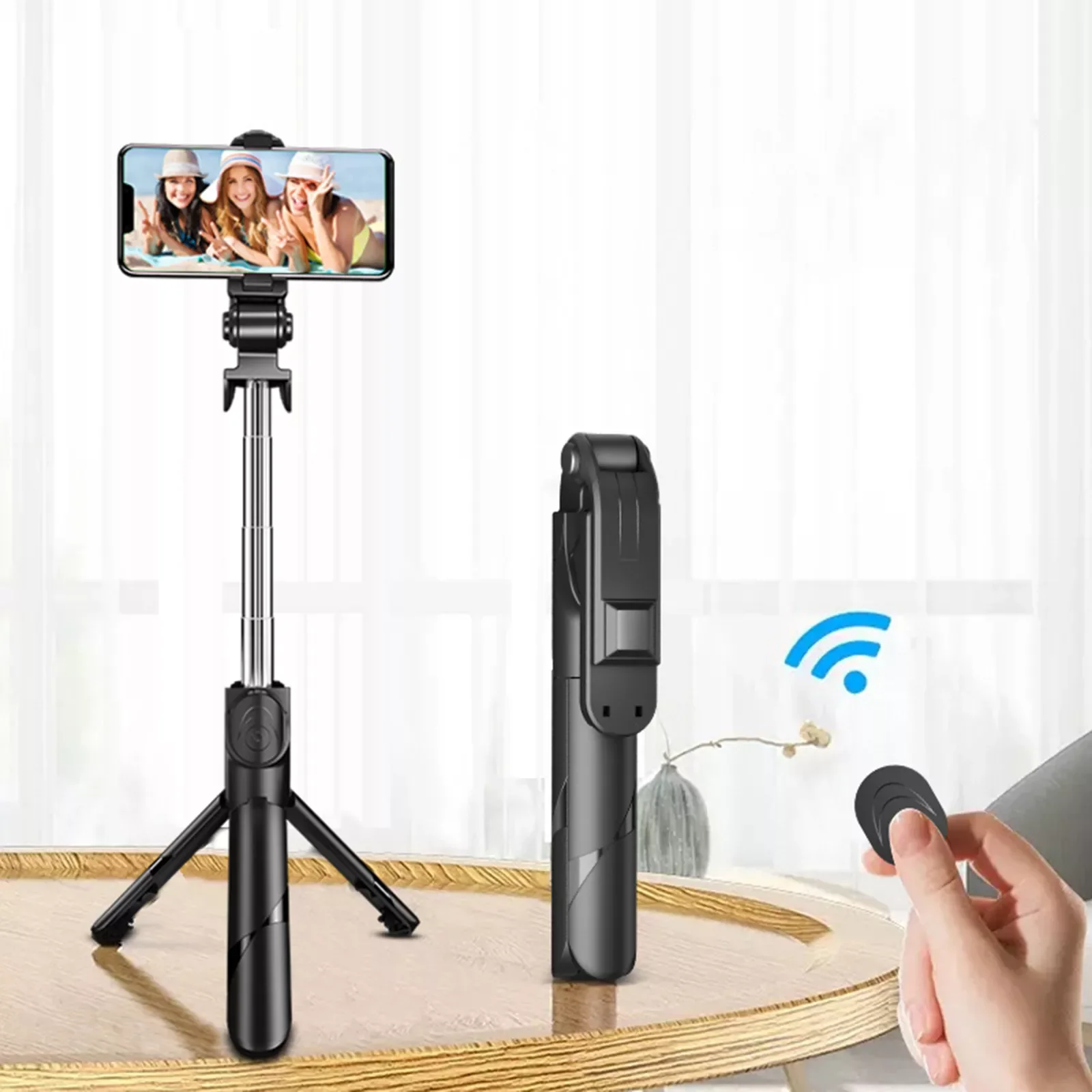 Universal Tripod Extendable Wireless Bluetooth Monopod Selfie Stick Mobile Phone Holder with Remote Shutter Phone Desktop Stand
Universal Tripod Extendable Wireless Bluetooth Monopod Selfie Stick Mobile Phone Holder with Remote Shutter Phone Desktop Stand