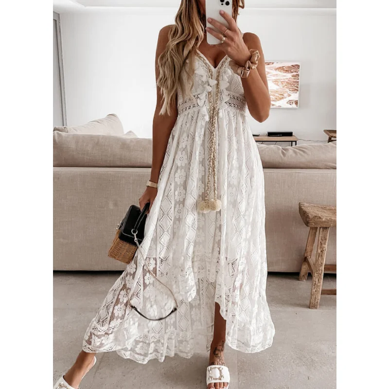 2022 Boho Dress Women Summer Maxi Dress Lady Off Shoulder Holiday Lace V Neck Spaghetti Strap Sundress White Dress
2022 Boho Dress Women Summer Maxi Dress Lady Off Shoulder Holiday Lace V Neck Spaghetti Strap Sundress White Dress
