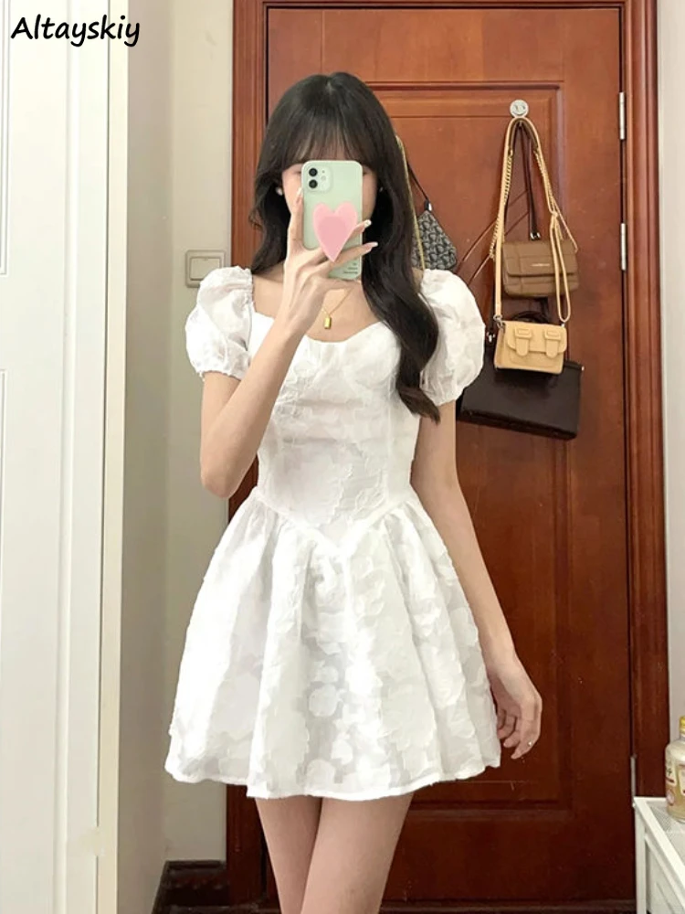 Puff Sleeve Dress Women Mini High Waist Summer Elegant French Style Princess Sweet Tender Party Fashion Girlish Vestidos Females
Puff Sleeve Dress Women Mini High Waist Summer Elegant French Style Princess Sweet Tender Party Fashion Girlish Vestidos Females